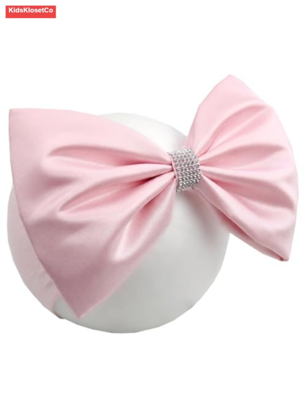 8 Oversized Satin Baby Bow Headband with Rhinestone Nylon Hair Band for